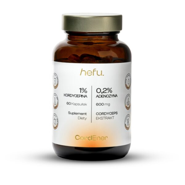 CordEner Hefu – ekstrakt z Cordycepsu w kapsułkach 600 mg, naturalny suplement wspierający energię, wydolność i regenerację.